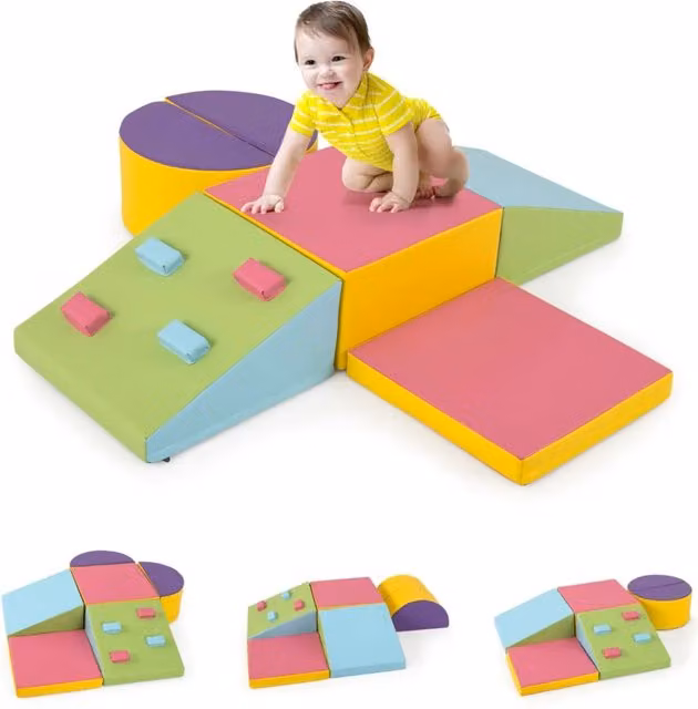 Set di 6 blocchi da arrampicata in schiuma multicolore per gattonare e arrampicarsi L/P/H: 40 x 40 x 20 cm