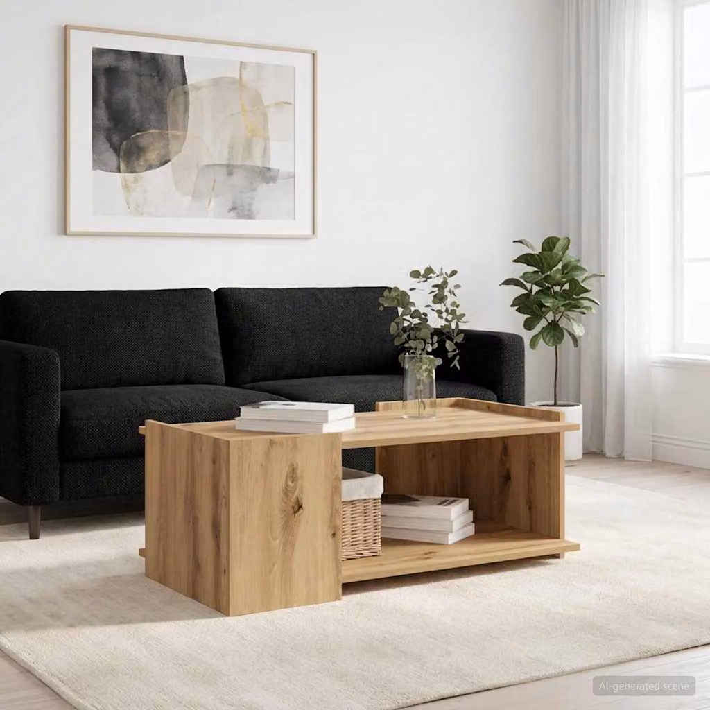 vidaXL Tavolino da salotto moderno in legno color rovere, L 90 x P 50 x H 33 cm
