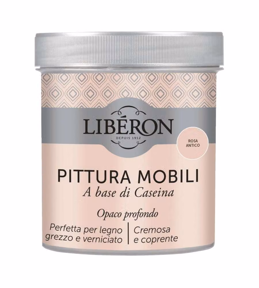 Libéron Pittura Mobili Rosa Antico 0,5 L - A base di Caseina - Cremosa
