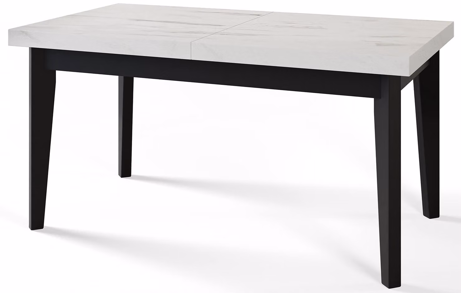 Alpi Moebel, Tavolo da Pranzo Skandi, Tavolo da Cucina Allungabile, Dimensioni: 120-160x80x78 cm, Gambe in Legno Nere, Marmo