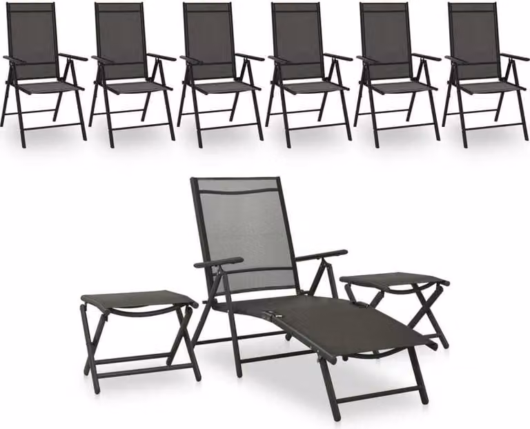 Maison Exclusive - Set da giardino da 9 pezzi, nero e antracite