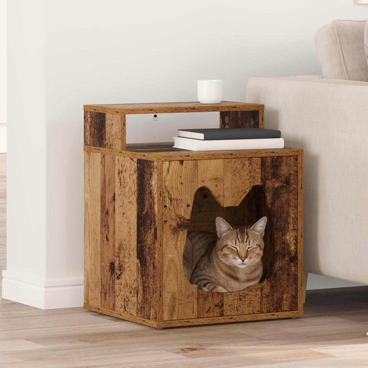 Casa per gatti vidaXL in legno color marrone, L 42,5 cm x P 40 cm x H 53,5 cm