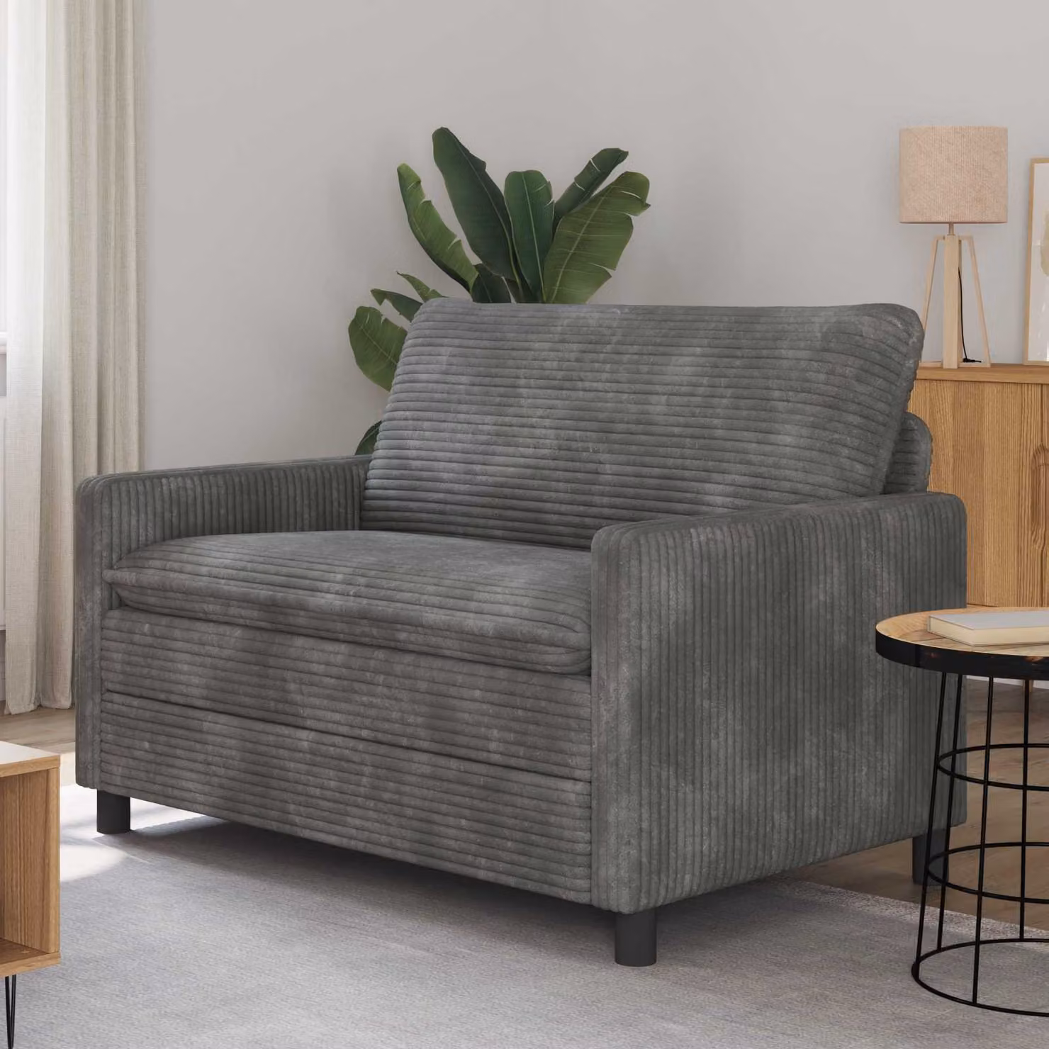 Divano moderno vidaXL Grigio con struttura in metallo e rivestimento in tessuto rimovibile L: 126 cm, P: 81 cm, H: 87,5 cm