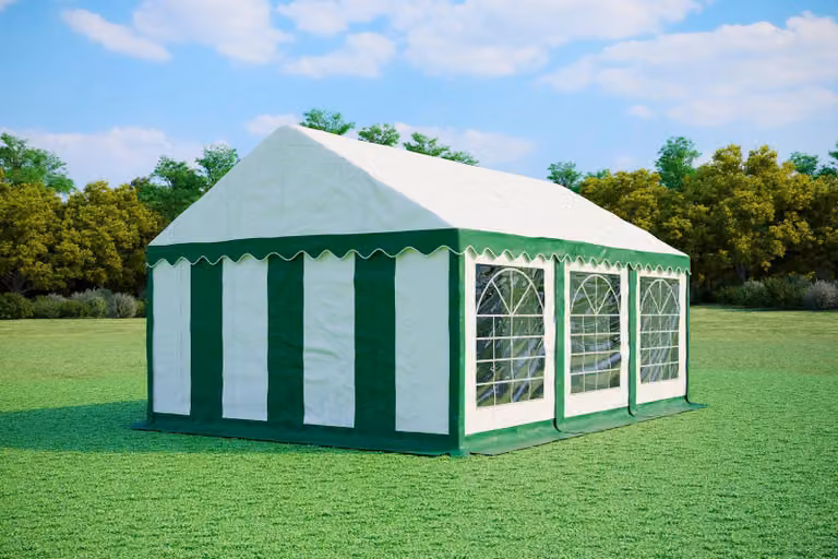 Tenda per feste 4x6 metri, PVC PREMIUM, 500 g/m² - Verde e bianca