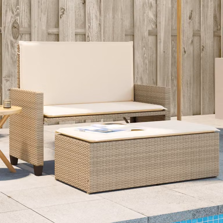 vidaXL Panca da Giardino Moderna in Polyrattan con Cuscini Beige e Bianco