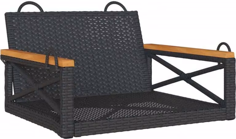 Panchina a Dondolo Nera 63x62x40 cm in Polyrattan