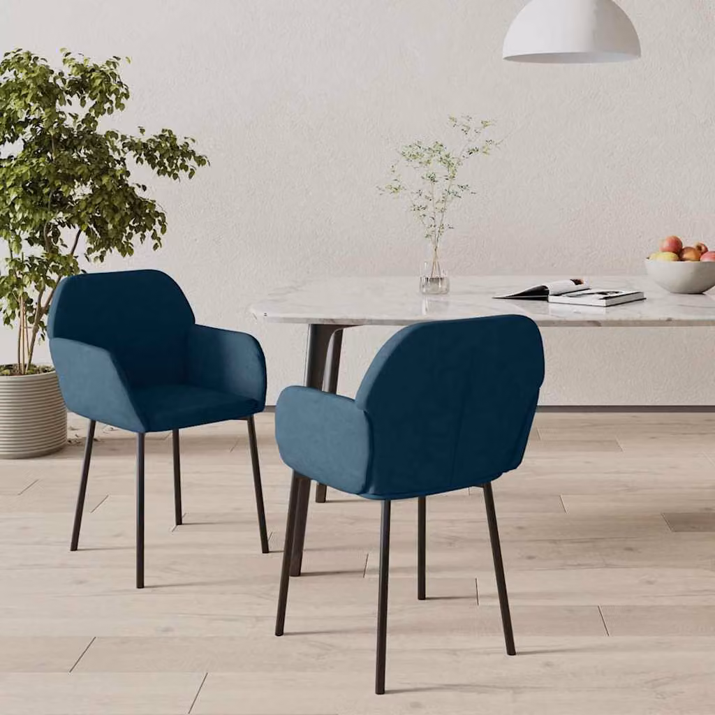 Set di 2 sedie da pranzo vidaXL in velluto blu con struttura in metallo e MDF, design moderno per cucina e sala da pranzo, H 76,0 cm x L 59,0 cm x P 54,0 cm