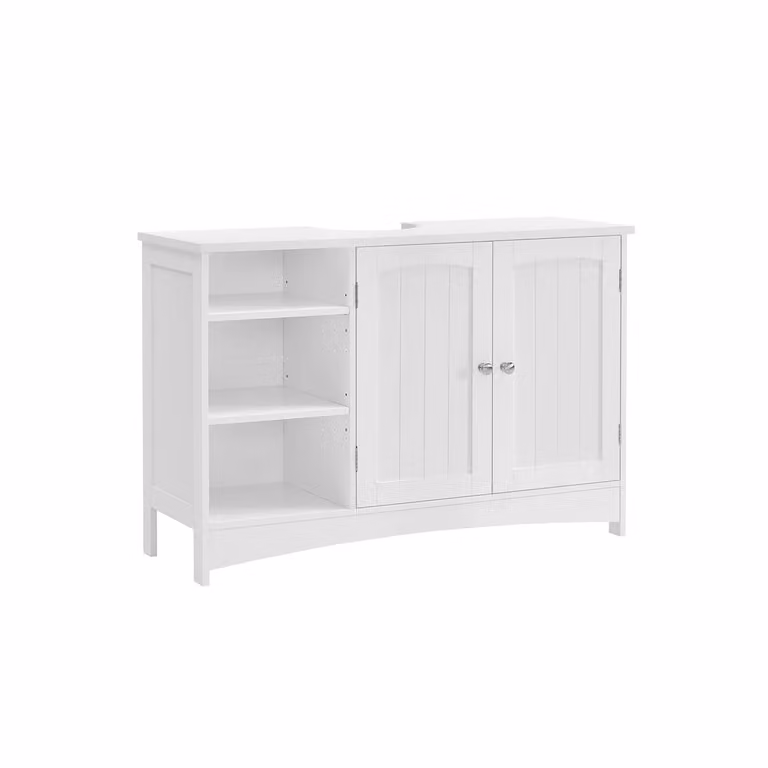 Armadietto da Bagno con Anta Doppia e Scaffale Aperto, Bianco