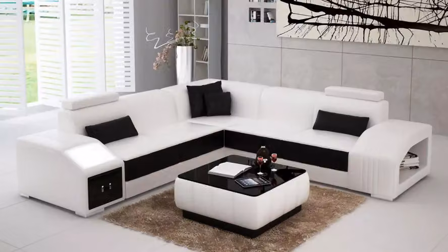 Lederpolster Design Ecksofa Couch Sofa L-Form Wohnlandschaft Wohnzimmer Eckcouch