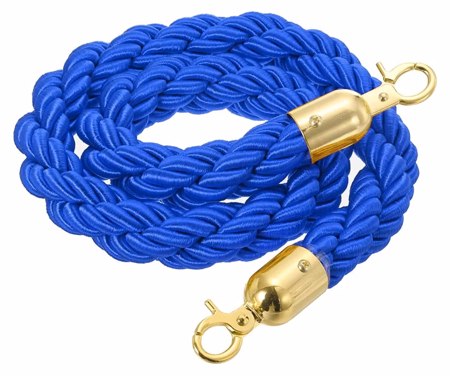 Corda di sicurezza da 1,5 metri, attorcigliata, con gancio a uncino, colore blu/oro