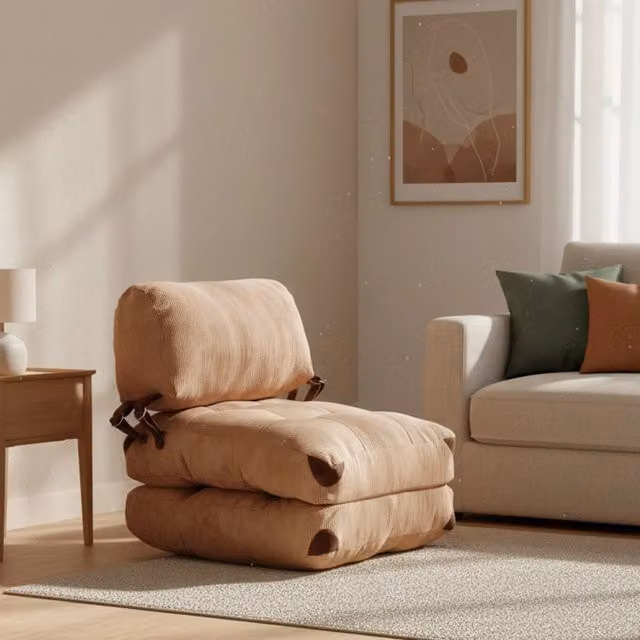 Poltroncina Surigae DMORA Marrone con rivestimento in tessuto e imbottitura in schiuma, L: 80 cm, P: 60 cm, H: 70 cm