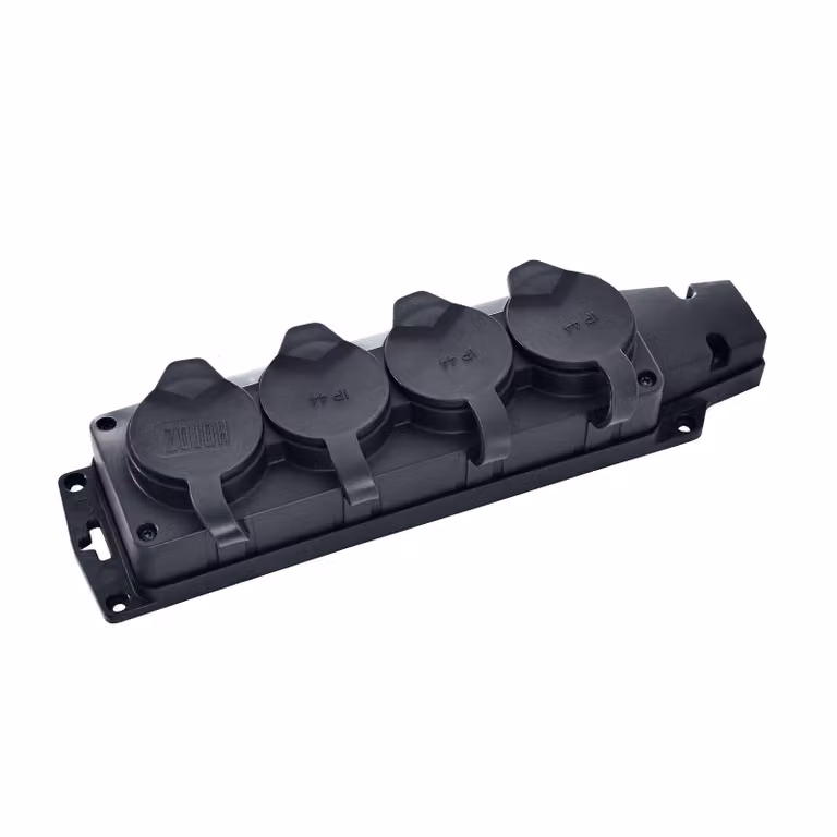 Base in gomma per contatto 4 prese IP44 nera HOROZ