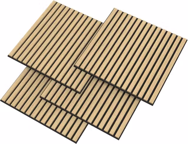 Confezione da 12 pannelli acustici NEU.HOLZ con doghe dritte effetto rovere marrone, superficie 4,32 m²