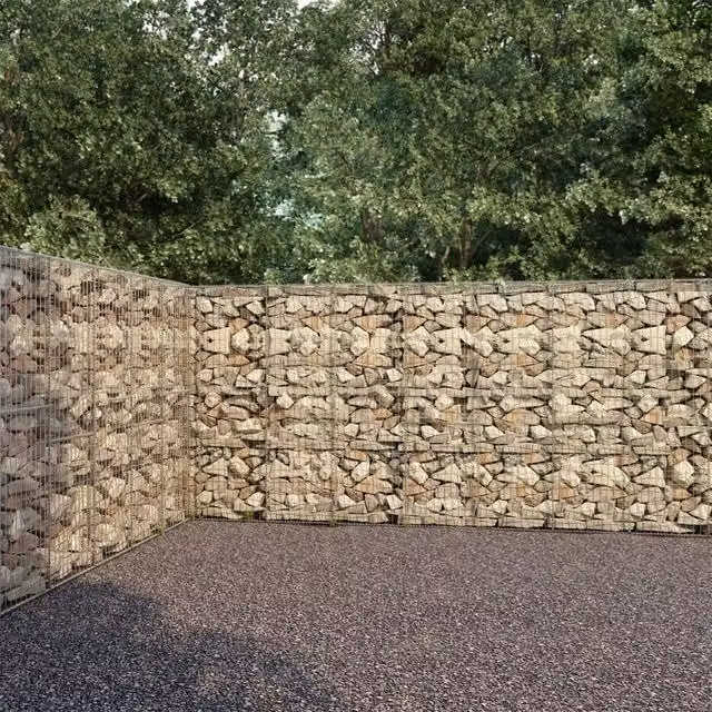Gabbione con Copertura in Acciaio Zincato vidaXL Grigio L: 900 cm, P: 50 cm, H: 200 cm