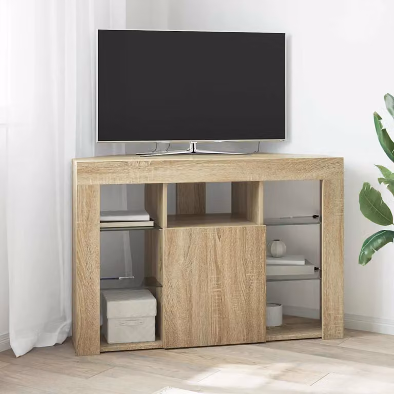 Mobile TV LED Angolare vidaXL in Legno con Illuminazione Integrata, Colore Marrone, L/P/H: 100 x 40 x 68 cm