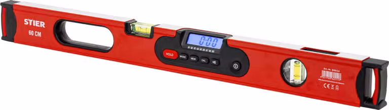 Livella digitale STIER, display LCD SDW-600, ±0,2°, 60 cm, utilizzabile in verticale e in orizzontale, funzione HOLD