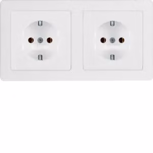 Berker 47206089 Combinazione di prese SCHUKO doppia con cornice bianco polare, comprensiva di Berker Q.1/Q.3