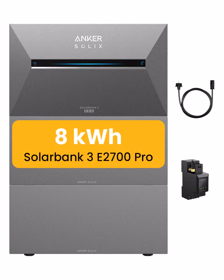 Powerness®Centrale elettrica da balcone 8 kWh, Anker SOLIX Solarbank 3 E2700 Pro con batteria BP2700x2 incl. contatore intelligente Anker per centrale elettrica da balcone