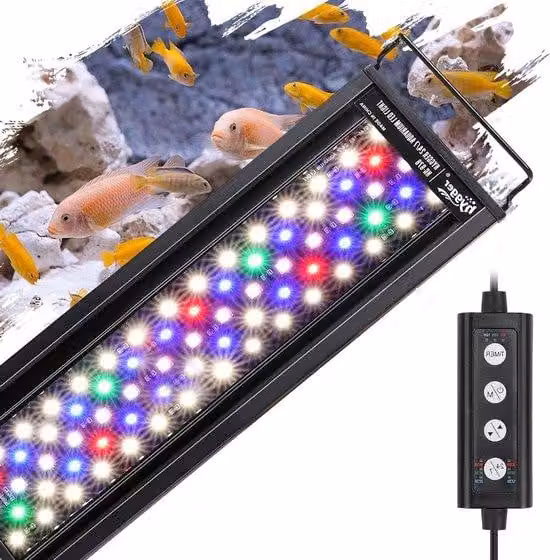 Illuminazione LED per acquari, modalità 24/7, timer, 7 colori, 22 W