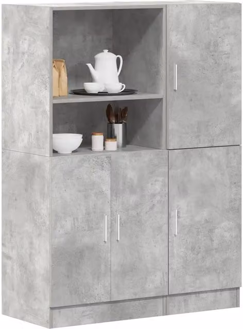 Set di mobili da cucina moderno vidaXL in MDF e composito grigio con ante a battente e ripiani interni