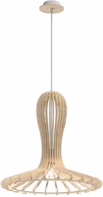Lampada a sospensione boho RINA Amplex in legno e bianco, dimmabile, con attacco E27