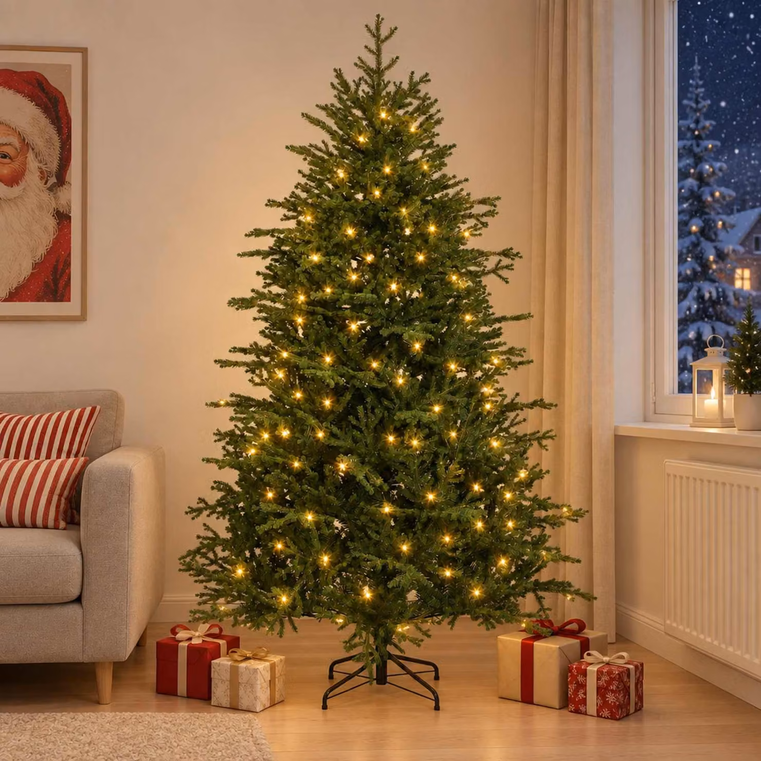 vidaXL Albero di Natale Artificiale con Rami Pieghevoli 180 cm 300 LED