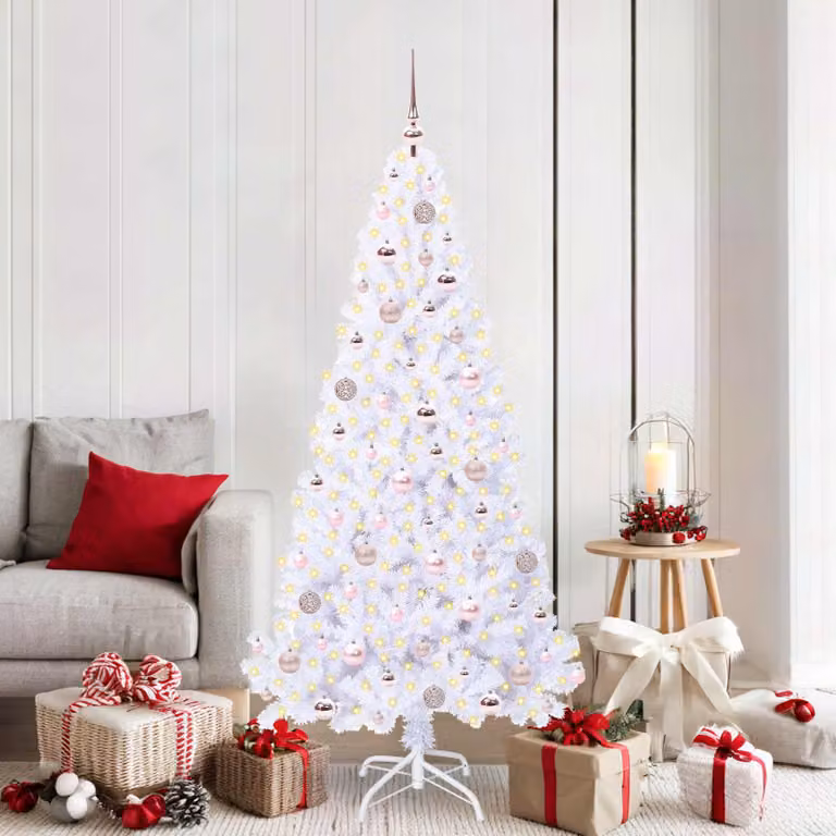 Albero di Natale artificiale con LED vidaXL Bianco, 180 cm, in PVC e Metallo