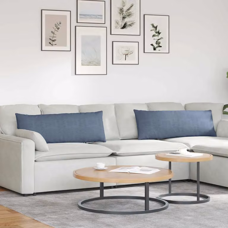 Set di 2 cuscini da divano vidaXL in tessuto di velluto a coste blu, L 120 cm x P 40 cm x H 40 cm