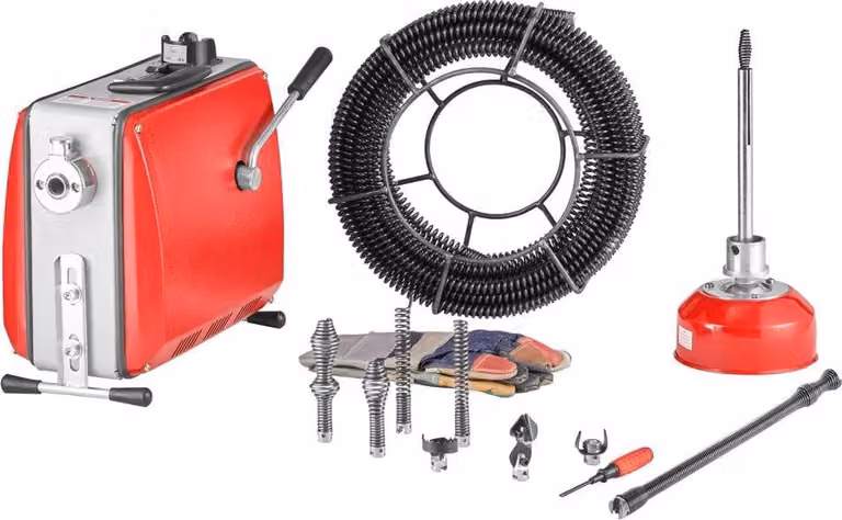 Macchina elettrica per la pulizia delle tubature, 500 W - 1400 giri/minuto - Cavo flessibile da 20 metri x 16 mm e 5 metri x 9,5 mm - Ideale per la disostruzione delle tubature