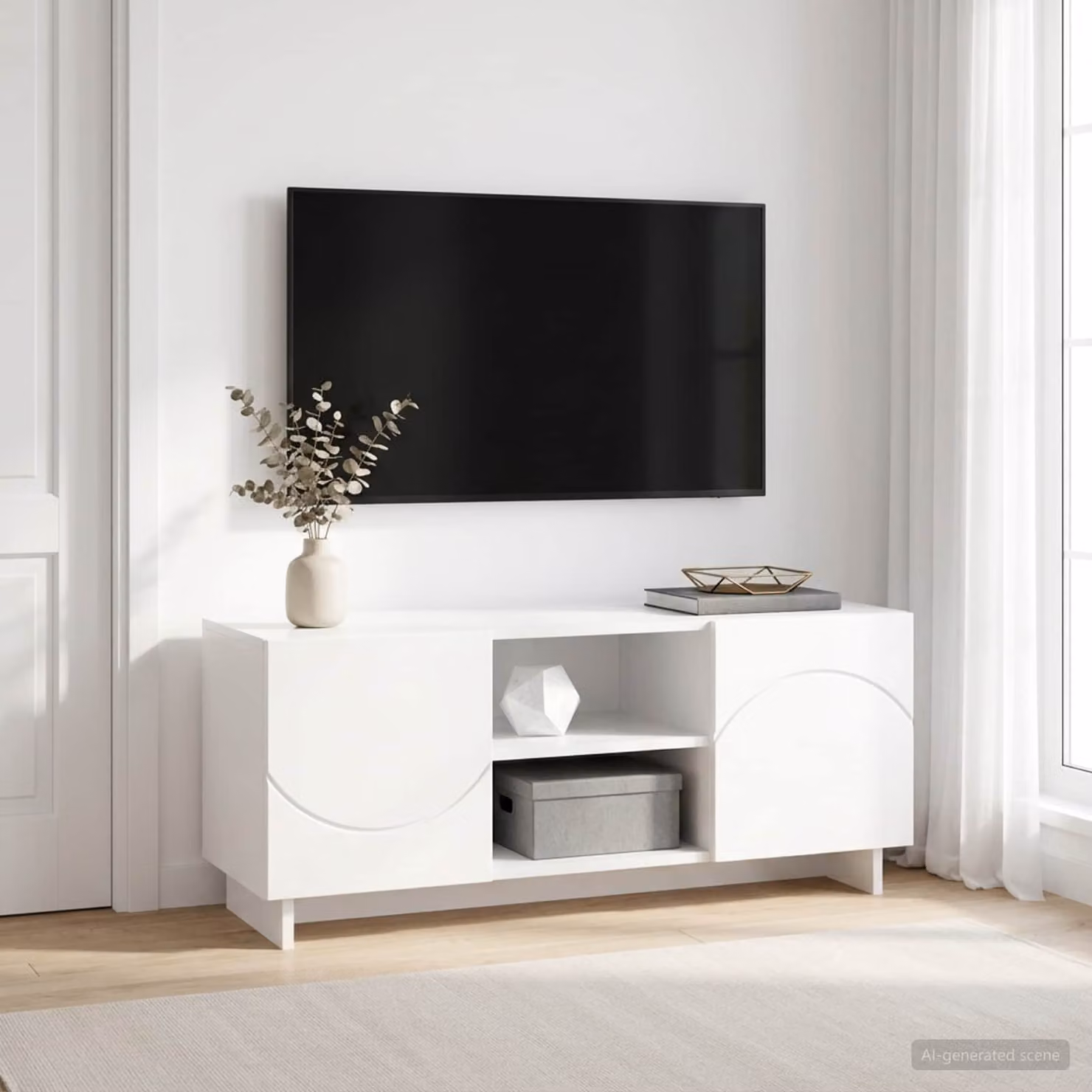 vidaXL Supporto TV moderno in MDF bianco L: 90 cm, P: 34.5 cm, H: 40 cm