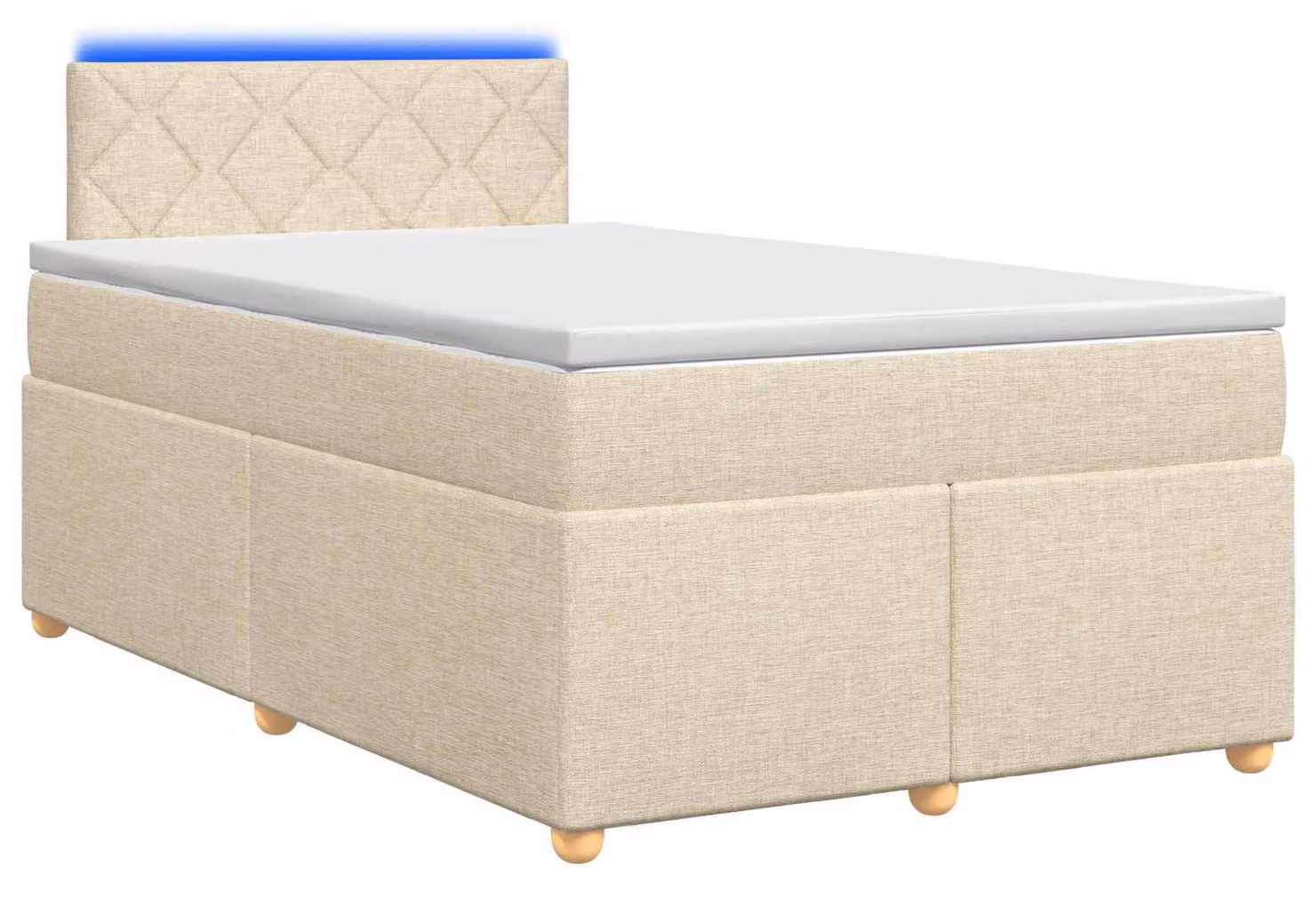 Letto a molle con materasso crema 120 x 190 cm in tessuto