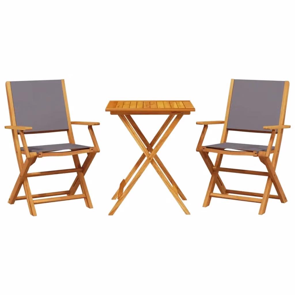 vidaXL Set da Bistrot 3pz in Legno di Acacia Olio Antracite per Giardino e Terrazzo – 2