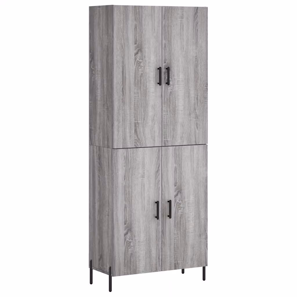 Credenza moderna vidaXL in legno e metallo, colore grigio, L: 69,5 cm, P: 34 cm, H: 180 cm – 2