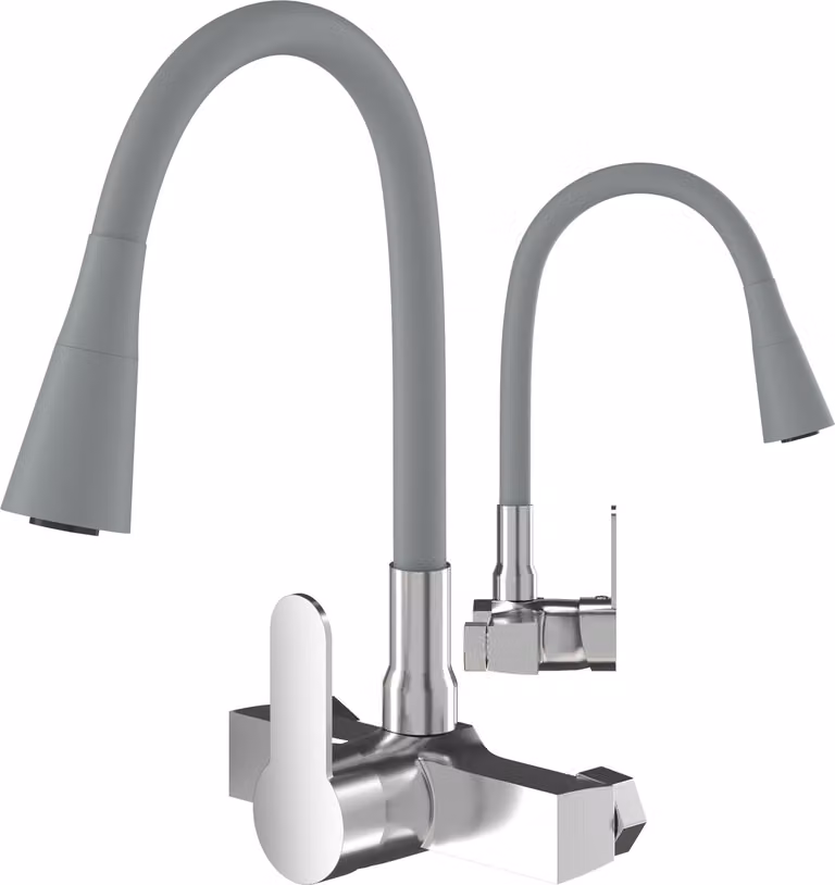 Granitan - Rubinetto da cucina - Rubinetto per lavello - Orientabile a 360° - Ottone - Grigio - Rubinetto da cucina - FLEXO