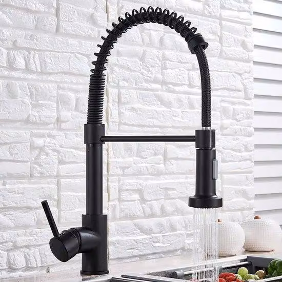Rubinetto da cucina a doppia funzione - Sistema miscelatore a scomparsa per acqua calda e fredda - Versione in acciaio inossidabile - Rubinetto da piano con raccordo a manicotto