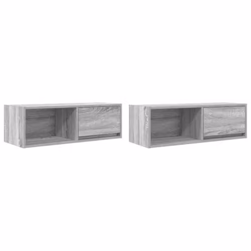 Helloshop26 Set di 2 mobili per TV da parete contemporanei, compatti, 80 x 31 x 25,5 cm, in legno di ingegneria, Sonoma grigio 02_0051654