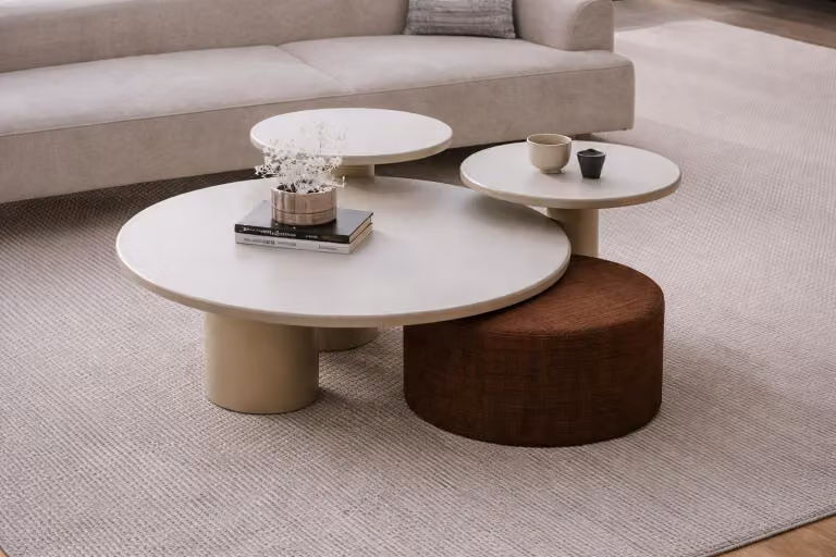 Set moderno per tavoli: tavolino da caffè, tavolino ausiliario elegante, set da 3 pezzi