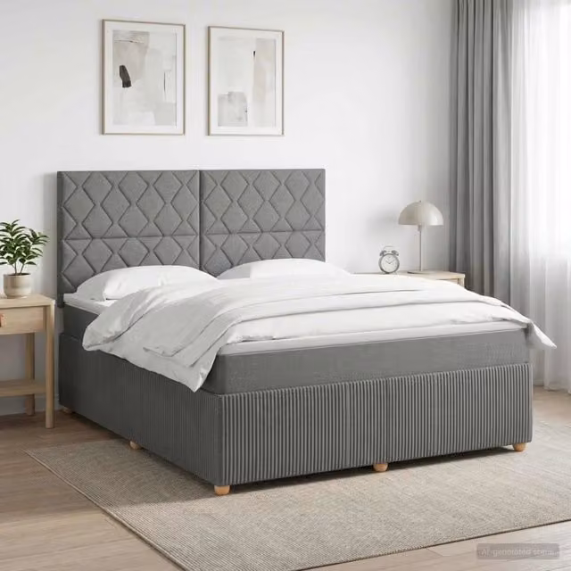 Letto box spring con materasso ibrido vidaXL Grigio Scuro L/P: 160 x 200 cm – 1