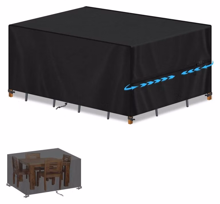Copertura protettiva per mobili da giardino, dimensioni 130x90x80 cm, tessuto Oxford 420D, impermeabile, colore nero