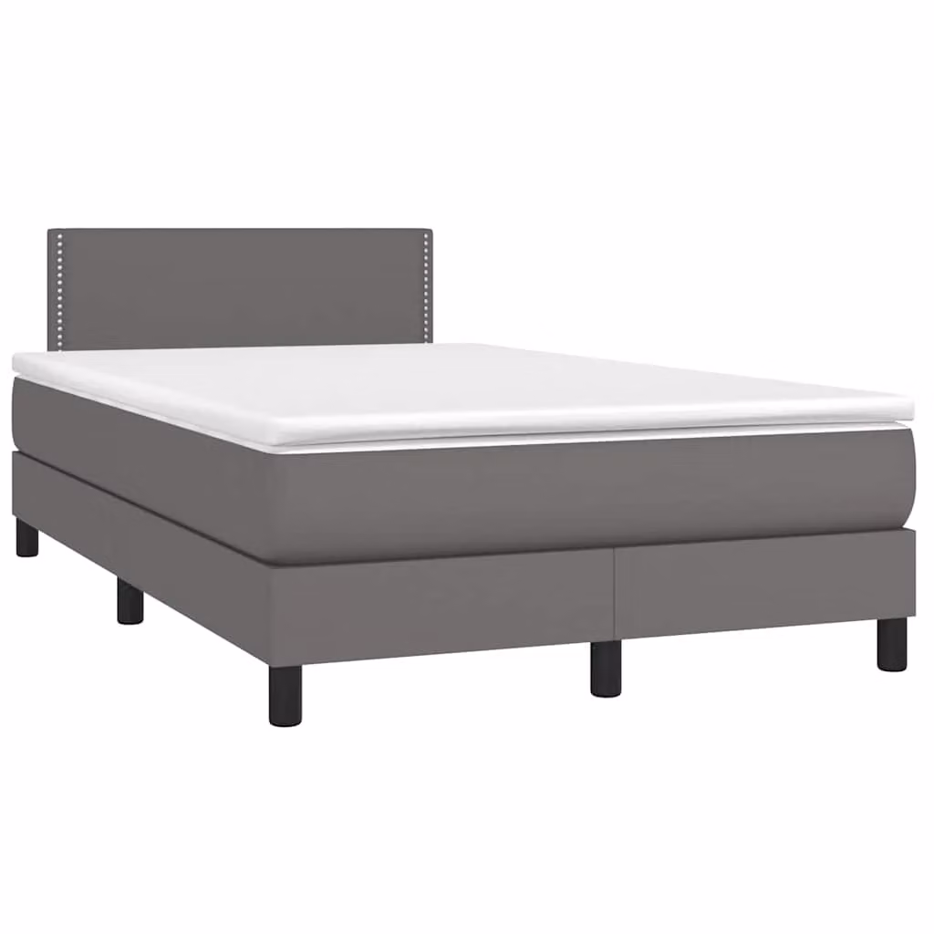 vidaXL Letto con Giroletto a Molle, Materasso Ibrido e Illuminazione LED, Grigio e Bianco, L/P/H: 120 x 200 cm