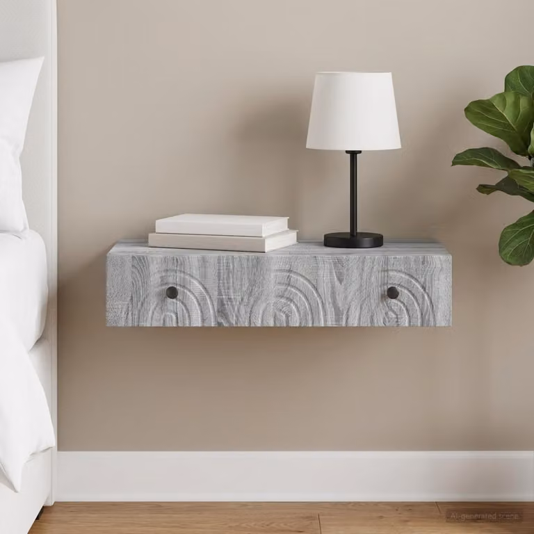 vidaXL Tavolino da Parete Laterale Moderno Grigio Sonoma L: 87,5 cm, P: 34,5 cm, H: 17 cm