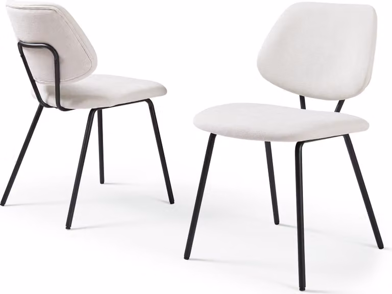 Sedia da pranzo 'Köma' set di 2 sedie imbottite con struttura in metallo e tessuto beige