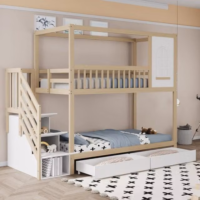 Letto a castello funzione sicurezza legno 90x200 cm