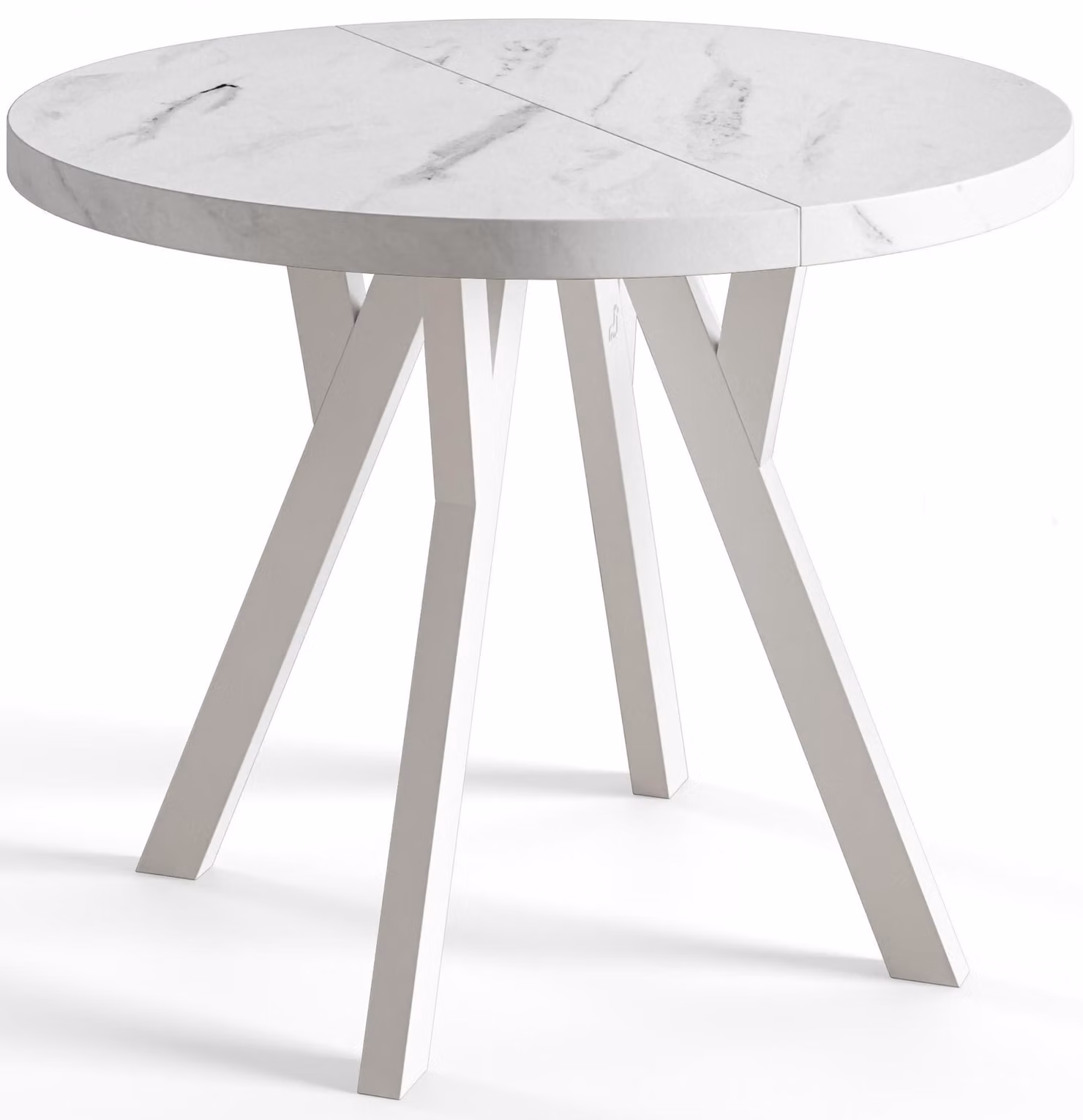 Alpi Moebel, Tavolo da Pranzo, Tavolo per Mangiare Allungabile, Diametro da 90 cm, Marmo, Collezione Ovo