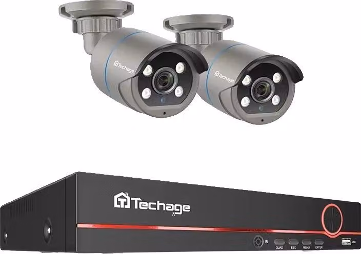 Sistema di sicurezza CCTV, risoluzione 4MP, audio bidirezionale, NVR 8CH 2 telecamere-a, Nessuna-b, spina UE-d