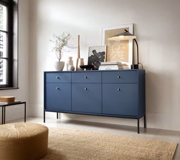 Credenza Cassettiera Credenza 153cm blu navy a 3 ante con cassetti 77132430