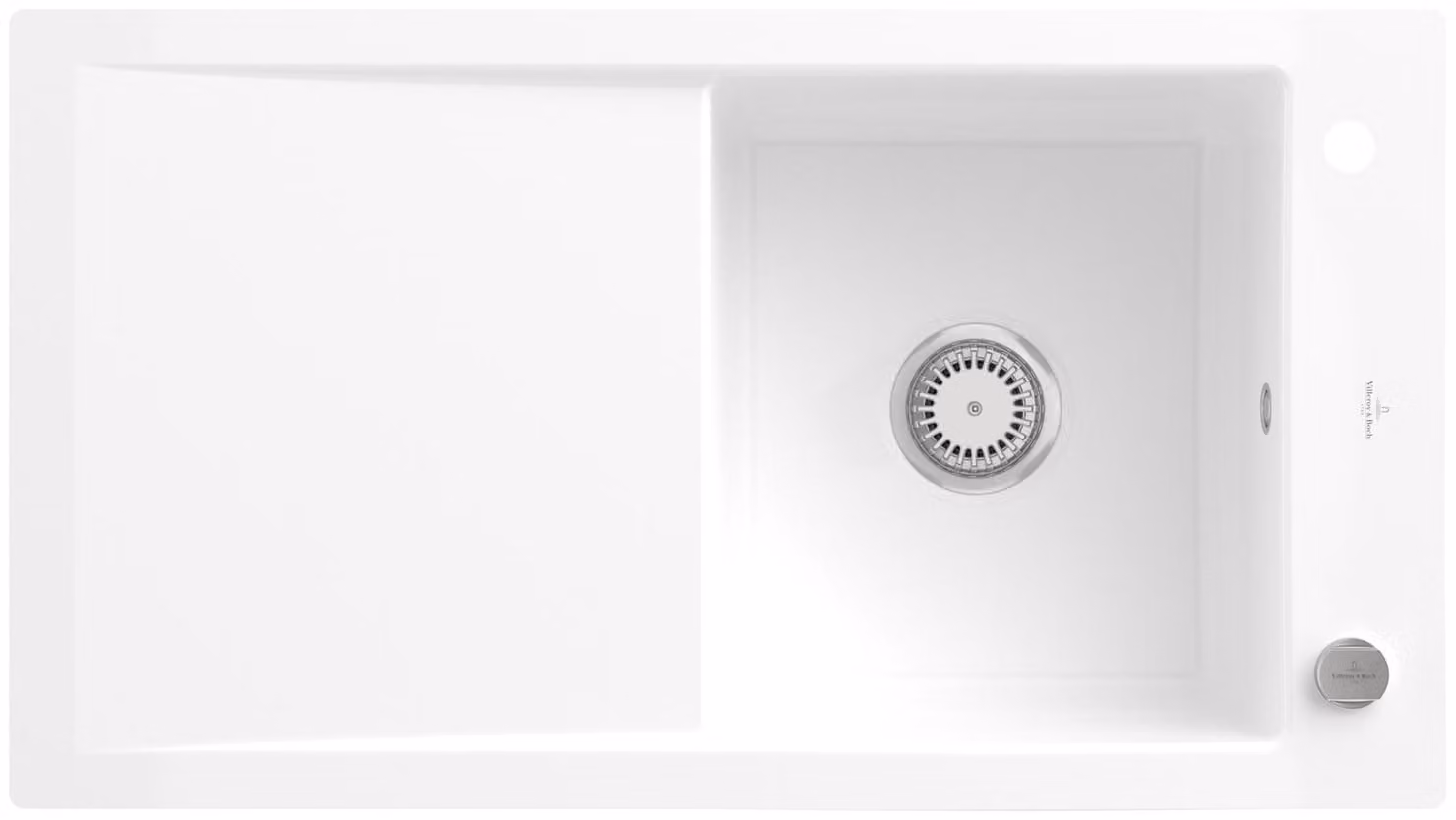 V&B lavello a filo Timeline 50 Flat m scarico, eccentrico, bianco neve