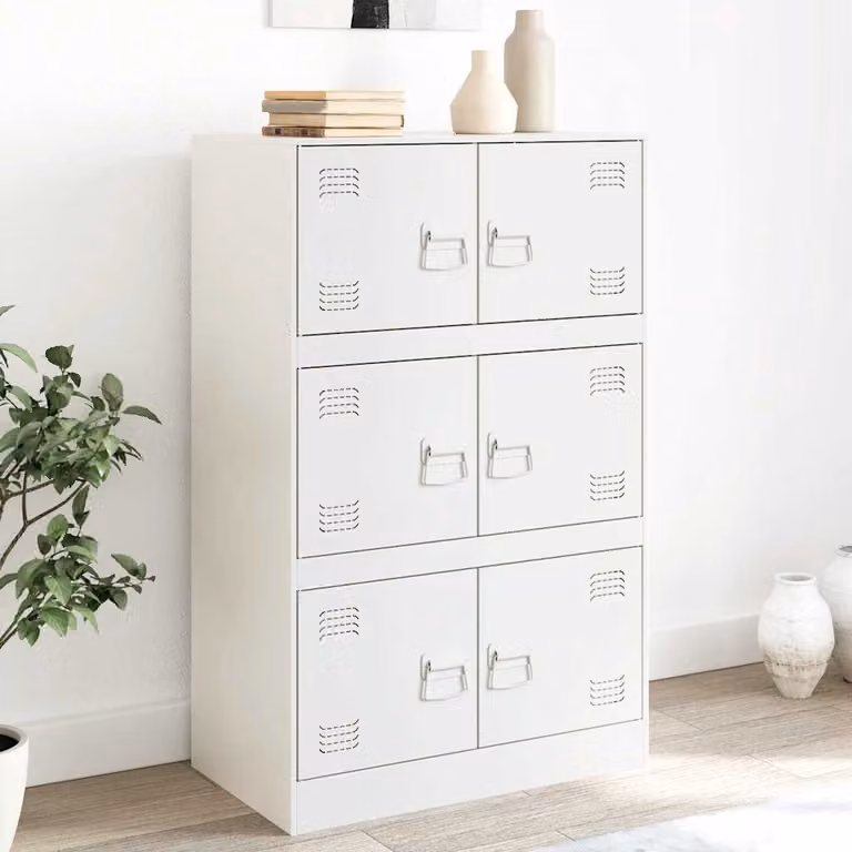 vidaXL Credenza Moderna in Metallo Bianca L: 67 cm, P: 39 cm, H: 107 cm