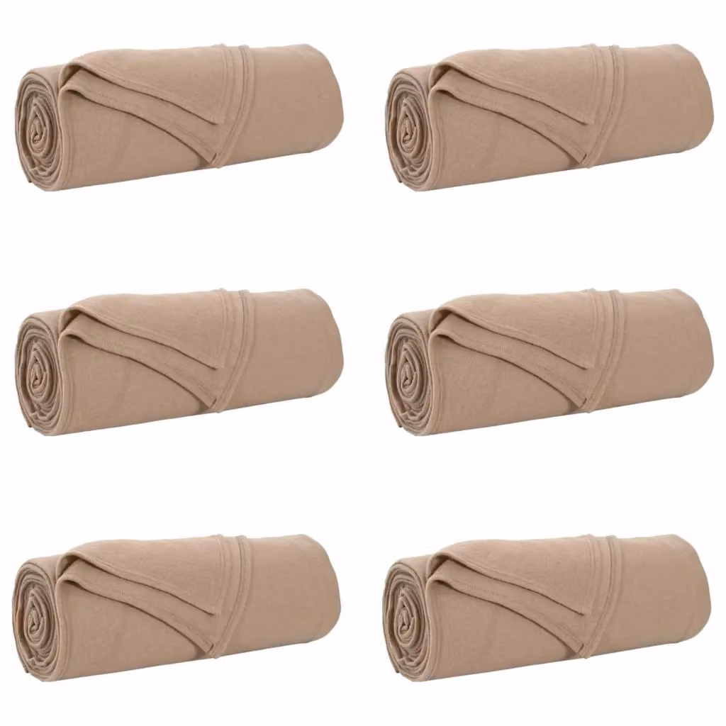 Set di 6 coperte in pile vidaXL color beige/marrone, L 280 cm x P 210 cm – 2