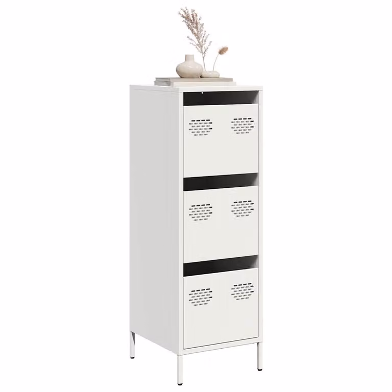 vidaXL Credenza Moderna Bianca in Metallo L: 39 cm, P: 35 cm, H: 103,5 cm